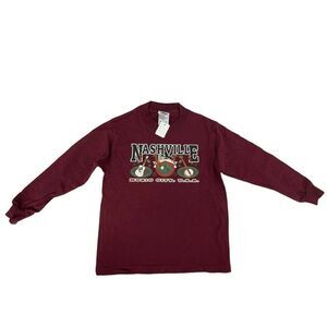 Vintage Nashville Music City T-Shirt Delta Magnum Weight Kids Size S Burgundy